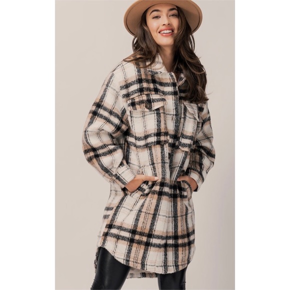 🆕longline plaid shacket - Picture 4 of 6